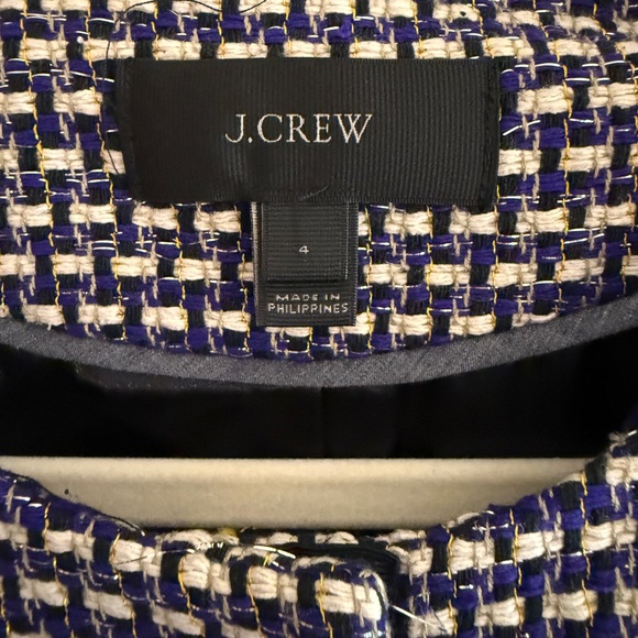 J. Crew Silk Blend Tweed Lady Jacket/blazer Purple White Metallic Like New Sz 4 - Picture 5 of 12